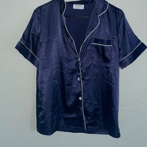 Navy satin PJ set.